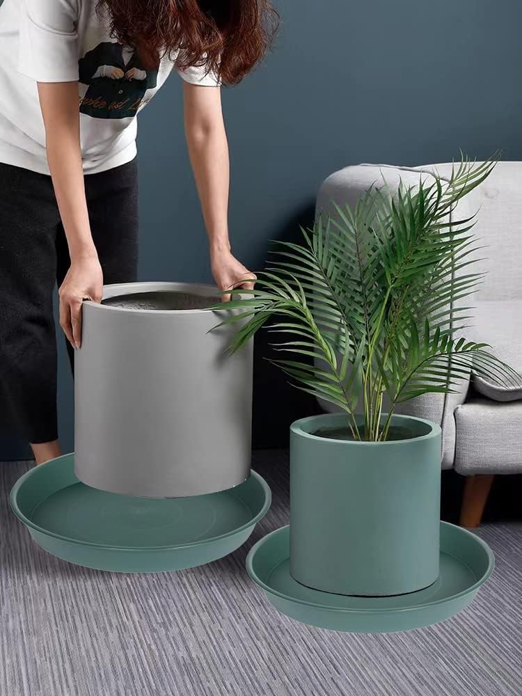 Bleuhome 2 Pack of 14 inch Plant Saucer (12.2 Inch Base), 1.7" Depth Tray, Large Deep Garden Plastic Flower Planter Plant Trays for Indoors Outdoor Bath Bath (14", Green) - Image 5